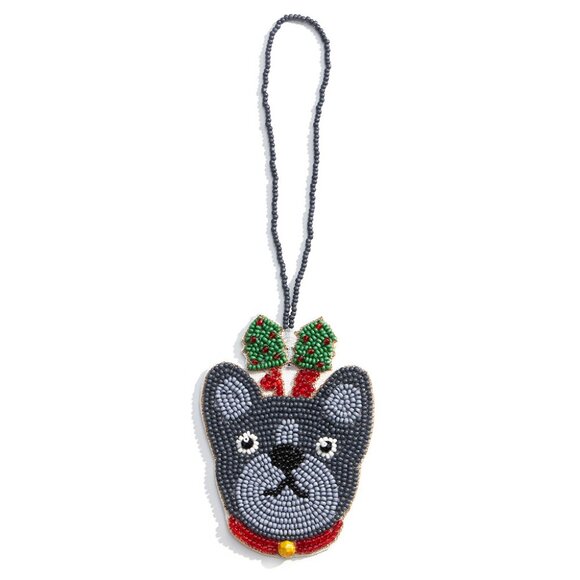 FRENCHIE FRENCH BULLDOG Dog Breed Seed Beaded Earrings & Christmas Ornament SET - Picture 2 of 6